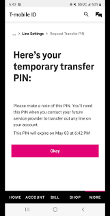 T Mobile number Transfer PIN